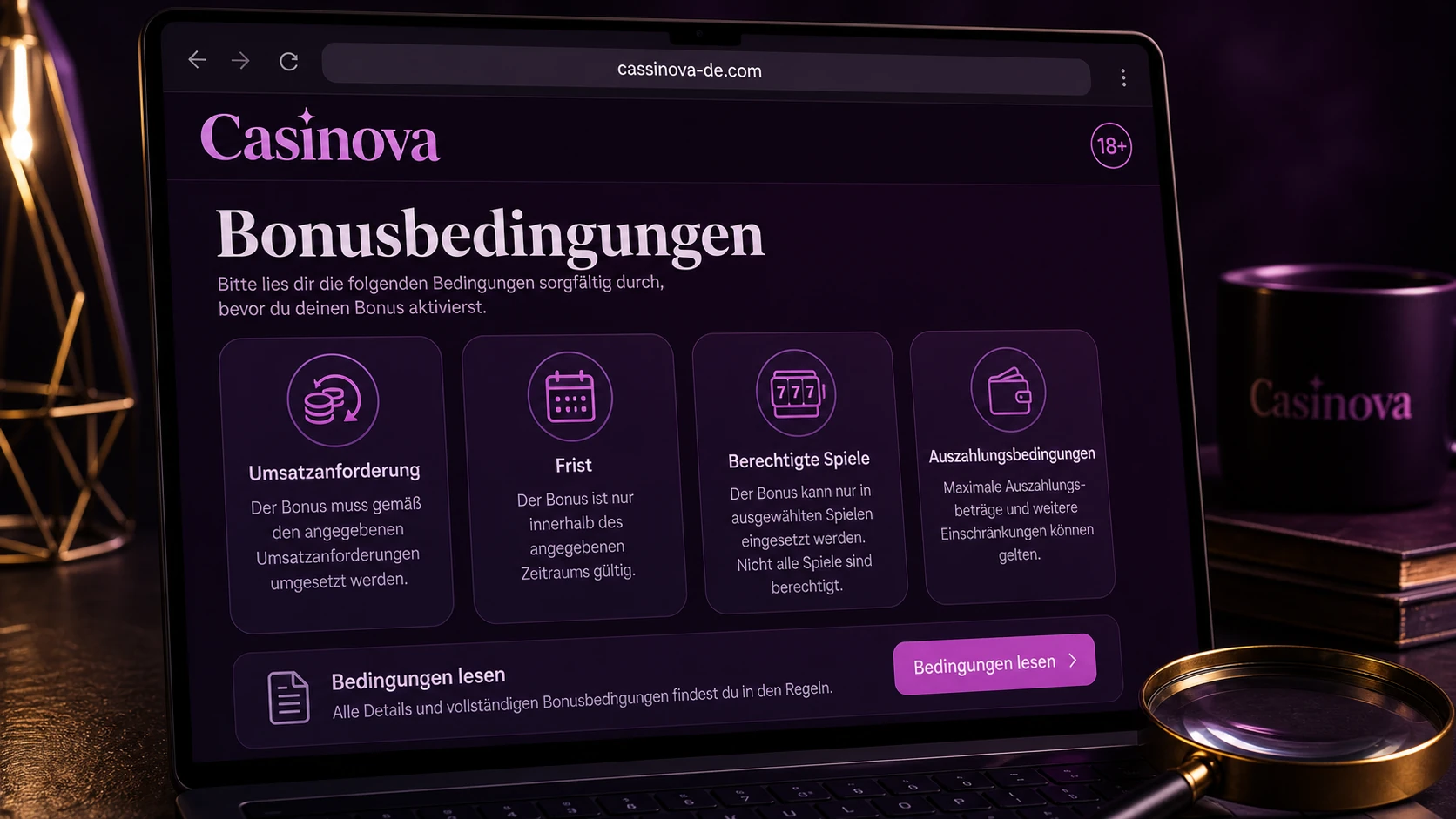 Casinova Bonusbedingungen verstehen