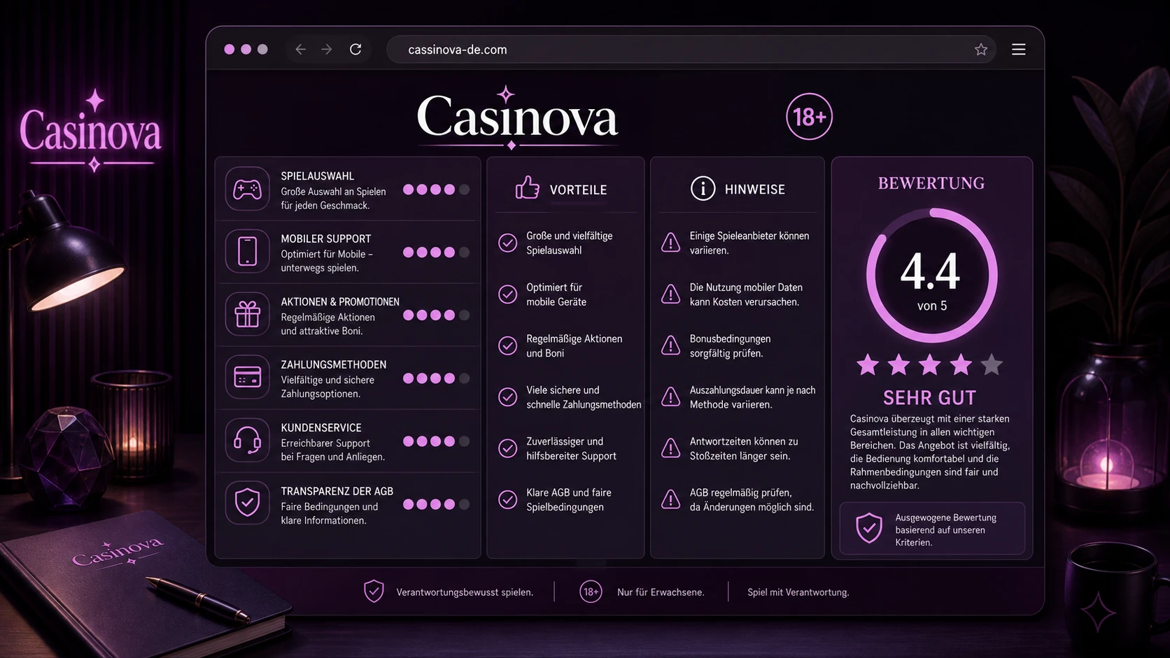 Casinova Erfahrungen im Überblick