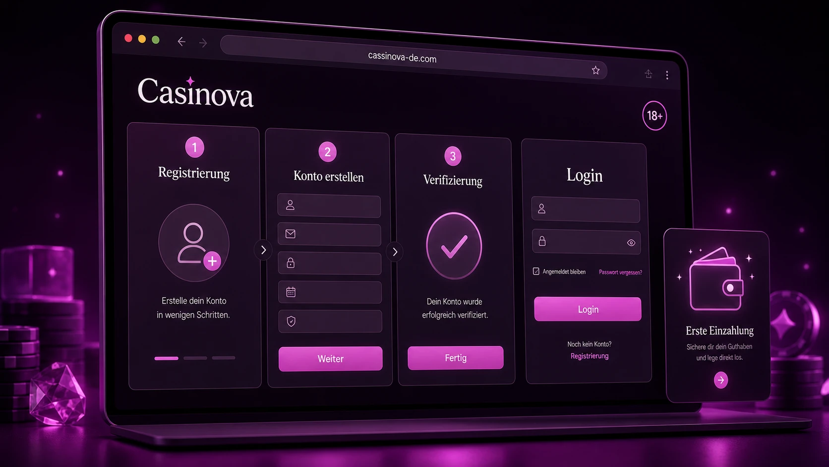 Casinova Registrierung und Login