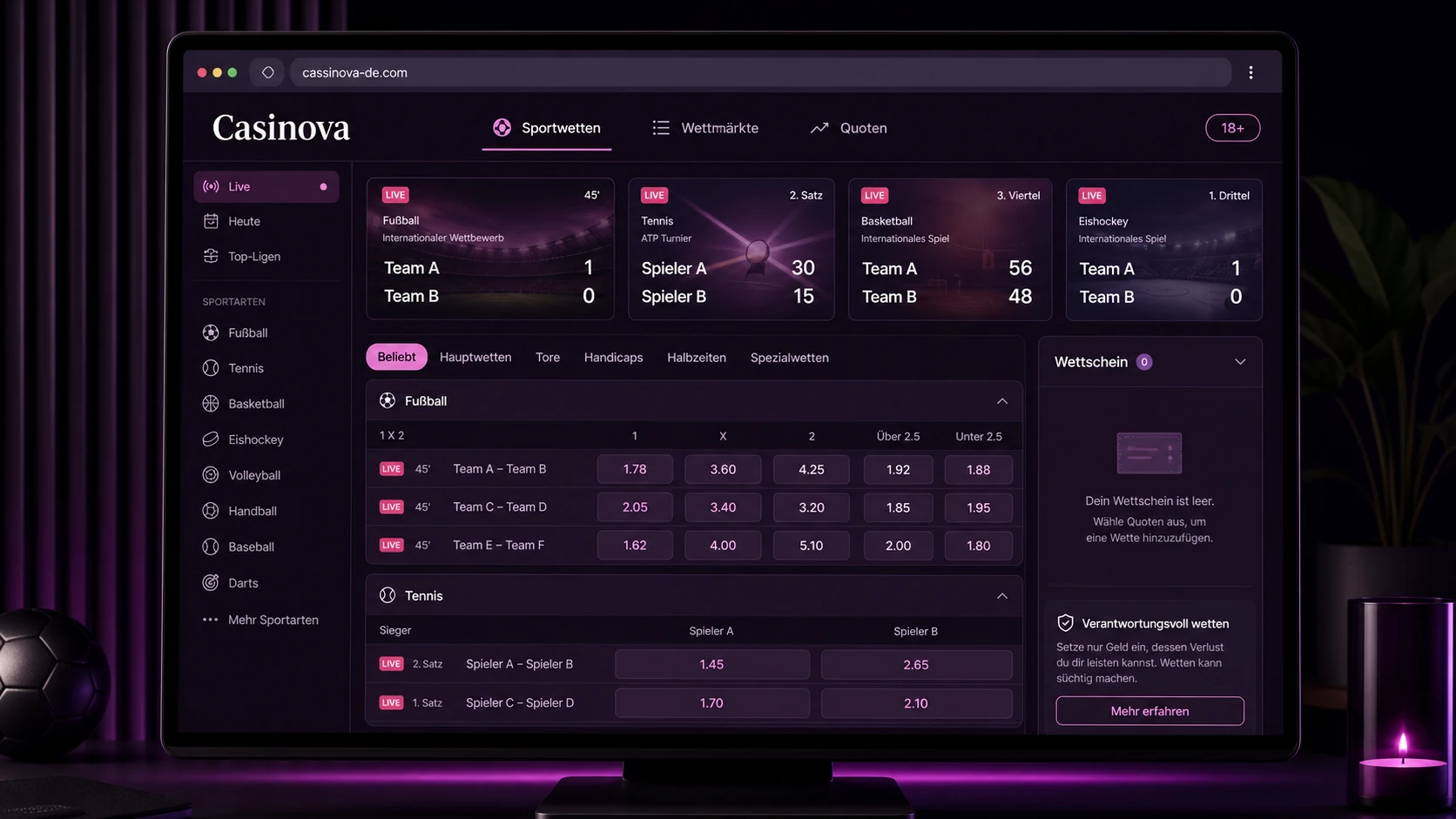 Gibt es Sportwetten bei Casinova?